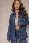 Cămașă Denim Albastră cu Pietre și Lanțuri Bijuterie Ullilena