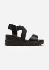 Sandale Negre Slip-On din Imitatie de Piele pe Platformă cu Barete Elastice Trigia