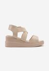 Sandale bej închise cu platformă și barete elastice Trigia