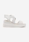 Sandale Albe Slip-On din Imitatie de Piele cu Platforma si Barete Elastice Trigia