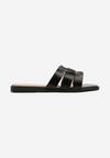 Papuci de plajă elegante negre cu barete impletite Sunina
