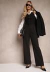 Pantaloni negri de costum High Waist cu buzunare Denera