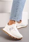 Sneakerși Albi pe Platformă Decorativă cu Legare Nemoon