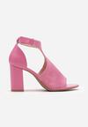 Sandale fuchsia cu toc și imprimeu decupat cu bareta la gleznă Qutima