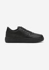Sneakers Negri din Piele Ecologică până la Gleznă cu Șireturi Patrila