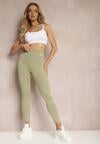 Zielone Legginsy High Waist z Gumką w Pasie Cloen