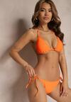 Bikini Portocaliu din Două Piese Sutien cu Legare la Spate Chilot cu Șnururi Timarre