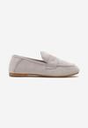 Gri Casual Slip-on Mocasini Talpă Plată Element Decorativ Față Janesstia