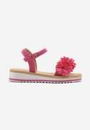 Sandale Fucsia din Imitatie de Piele cu Talpa Joasa si Floare Decorativa Leadia