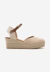 Sandale bej cu platformă împletită în stil espadrile Effilania
