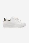 Sneakers Albi-Aurii pe Platformă Joasă cu Inserție din Piele Întoarsă Ecologică și Ursuleț Auriu Nleona
