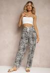 Pantaloni Negru-Alb cu Elastic în Talie și Model Mozaic Tleana