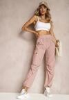 Pantaloni roz High Waist stil cargo cu șnur în talie Elola