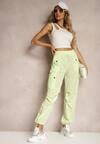 Pantaloni Verde deschis High Waist cu Buzunare Cargo și Elastic în Talie Elola