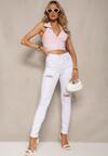 Białe Jeansy Skinny High Waist z Przetarciami Lisbia