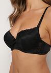 Sutien Negru Push-Up cu Dantelă Fină Xilemia