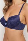 Sutien bleumarin cu efect Push Up cu dantelă delicată Xilemia
