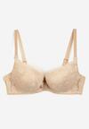 Sutien bej cu efect push-up cu dantelă delicată Xilemia