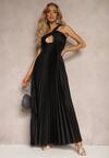 Rochie Neagră Asimetrică Plisată pe un Umar cu Elastic în Talie Elashay