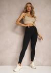 Czarne Legginsy High Waist z Gumką w Talii Ovolia