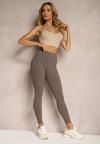 Brązowe Legginsy High Waist z Gumką w Talii Ovolia