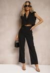 Pantaloni eleganti negri Vonlea cu croială largă