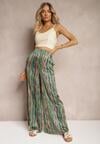 Pantaloni verzi palazzo cu sclipici și elastic în talie Hinlea