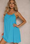 Rochie casual albastră din viscoză cu croială dreaptă cu bretele reglabile Wilantia