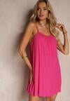 Rochie Fucsia Casual din Viscoză cu Croi Drept cu Bretele Reglabile Wilantia