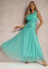 Rochie de Cocktail Bleu Deschis cu Tul Fara Maneci Elastar