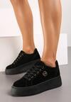 Sneakers Negri pe Platformă Uniformă cu Aplicație Discretă Tavea