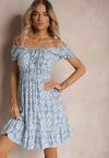 Rochie Viscoza cu Curea din Material si Elastic in Talie cu Volan Tiamarosa