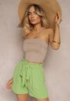 Șort Verde High Waist Cu Croi Lejer și Elastic în Talie cu Șnur Reglabil Tiamatissa