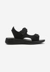 Sandale Sport Negre cu Talpă Joasă cu Velcro Împodobite cu Perforare Tesianne