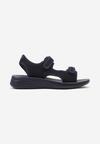 Sandale Sport Bleumarin cu Talpă Joasă cu Velcro Ornamente Perforate Tesianne
