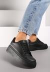 Czarne Basicowe Sneakersy na Platformie Tiaeliana