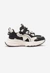 Sneakerși Negru-Bej pe Platformă Imprimeu cu Șiret și Inserții Dimtti