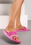 Papuci roz platforma spuma fuchsia cu sclipici Drissana