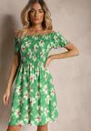 Rochie Verde Clos Spaniegola cu Elastic in Talie cu Flori Nametris
