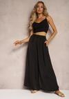 Czarne Wiskozowe Spodnie Szerokie High Waist Rissalene