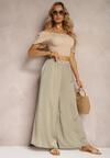 Jasnozielone Wiskozowe Spodnie Szerokie High Waist Rissalene