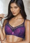 Bleumarin-Fucsia Sutien Push-Up Dantelă Aplicație Metalică Arissta