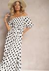 Rochie din Bumbac Alb-Negru cu Decolteu Cutat și Curea din Material Tesaya