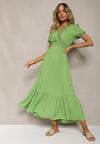 Rochie verde deschis Boho din bumbac cu croială înfășurată Rissatina
