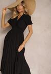 Rochie neagră Boho din bumbac cu croială înfășurată Rissatina