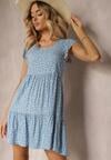 Rochie din Bumbac Cloș Bleumarin cu Volan Crisandra
