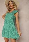Rochie Verde Cloș din Bumbac cu Volan Crisandra