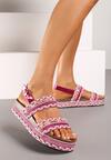 Sandale Boho Fucsia cu Talpă Joasă și Cataramă Ascetta