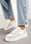 Biało-Szare Casualowe Sneakersy Vices na Niskiej Platformie Torila