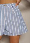 Jasnoniebieskie Bermudy Szorty High Waist w Paski Vikitesa